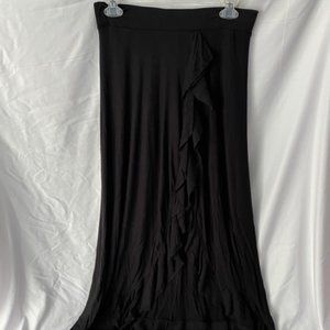 Anthropologie long black flare asymmetrical split skirt